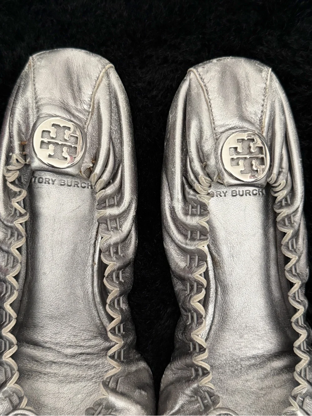 Tory Burch Silver Tassel Ballet Flats